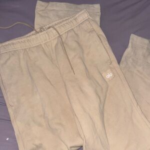 ALO Yoga S Tan thick wide leg sweatpants xs loungewear yoga pants thick GUC